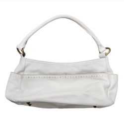 Hobo International White Leather Shoulder Bag Gold Accents