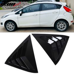 Fits 2011-2019 Ford Fiesta Hatchback Rear Side Window Louvers Scoop Vent Gloss Black