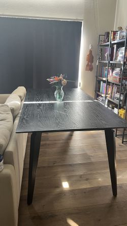 Black Rectangular Wooden Dining Table