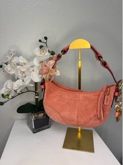 Coach Coral Pink Suede Hobo Bag