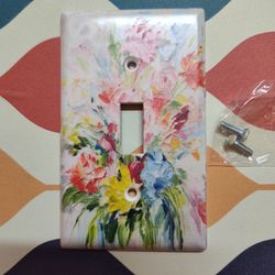 Watercolor Flower Design Light Switch Cover Plate For Home Decor 