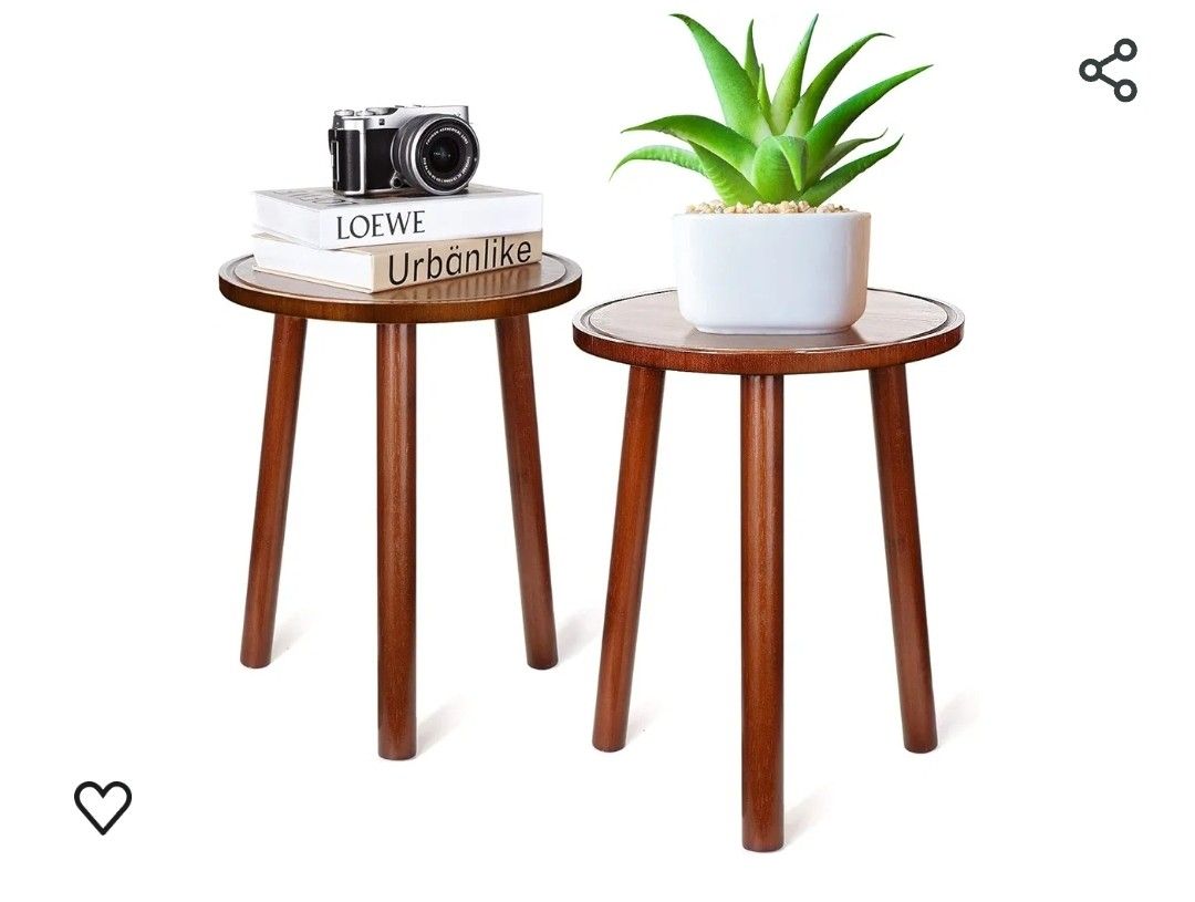 Plant Stands for Indoor Plants, 2 Pack Bamboo Plant Stands, 16.5" Tall Plant Table, Mid Century Modern Plant Holder for Living Room, Outdoor Pot Stand