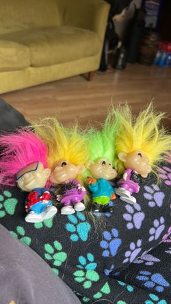 vintage 1993 Burger King Kids Club Glow-in-the-Dark Troll dolls.
