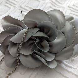 Grey Flower Clutch Purse