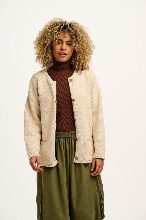 Lucy & Yak Frederika Heavy Knit Cardigan in Frappe Cream Size 2XL