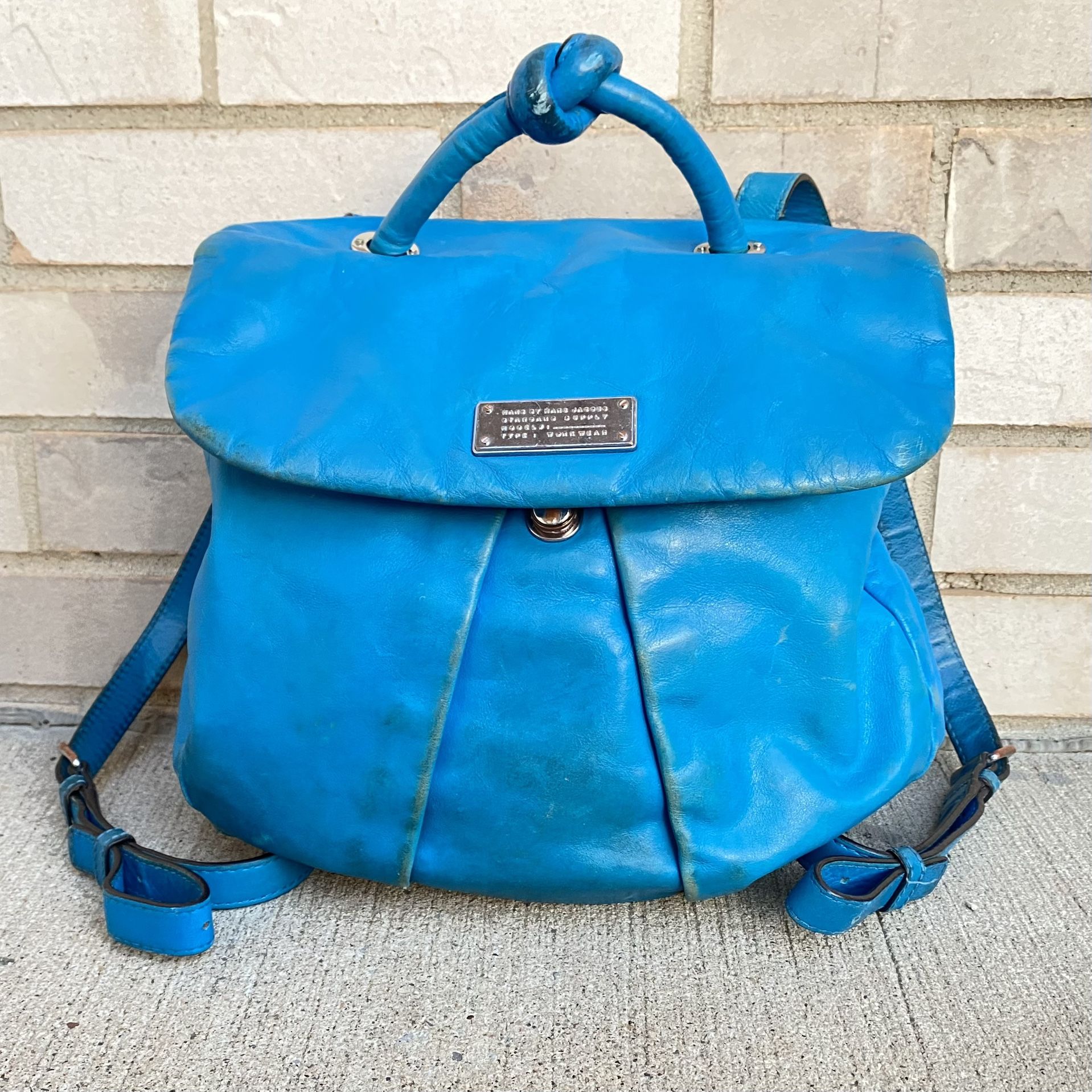 Marc Jacobs Leather Backpack 10" H x 12" W × 4.75" D