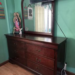 Brown Dresser With Mirror 