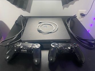 Sony PS4 Slim 1TB, 2 DualShock 4 controllers with Starter Cables and Charger