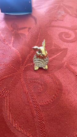 Vtg Swarovski Crystal Miniature Bunny Rabbit w/ Brass Accents Austria /b