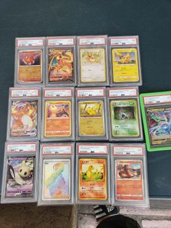 $1,000. Firm all PSA 10 9 8 Lot Just Vmax $250! Just 1997 dark Golbat $250 Rayquaza $200! Rest $100! Each. Is more $1000! All Pokémon cards trade are 