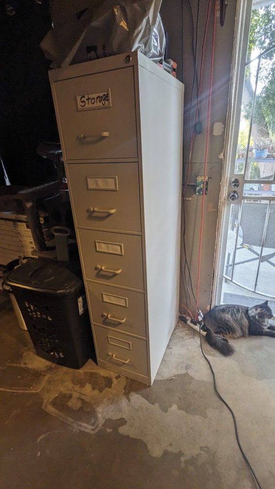 Large Metal Filing Cabinet w/ Lock 64"x15"x25"