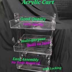 3 teir Clear Multipurpose Acrylic Cart With Wheels