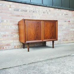 Mid Century Modern Drexel Declaration Walnut Small Credenza or Record Cabinet Vintage