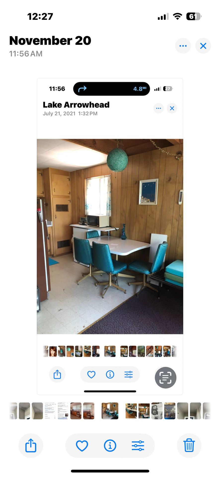 Vintage Formica Kitchen Table With 4 Matching Swivel Chairs