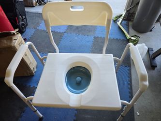 3-in-1 Bedside 34 in. x 21 in. Commode Portable Toilet Seat in White with Adjustable Height and Drop-arm