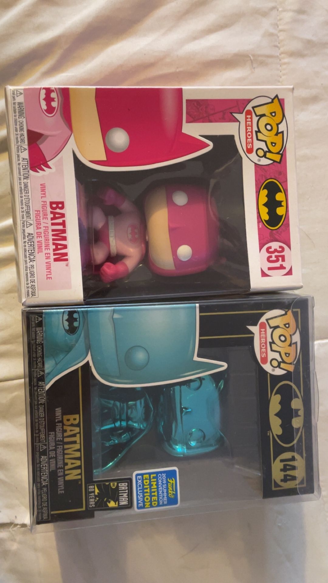 Pink And Blue Batman Funko Pops