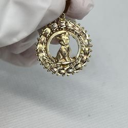 14k Tri Color Cat Pendant 