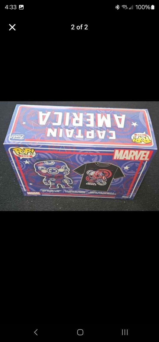 Funko With A T- Shirt Large And It's Captain America 