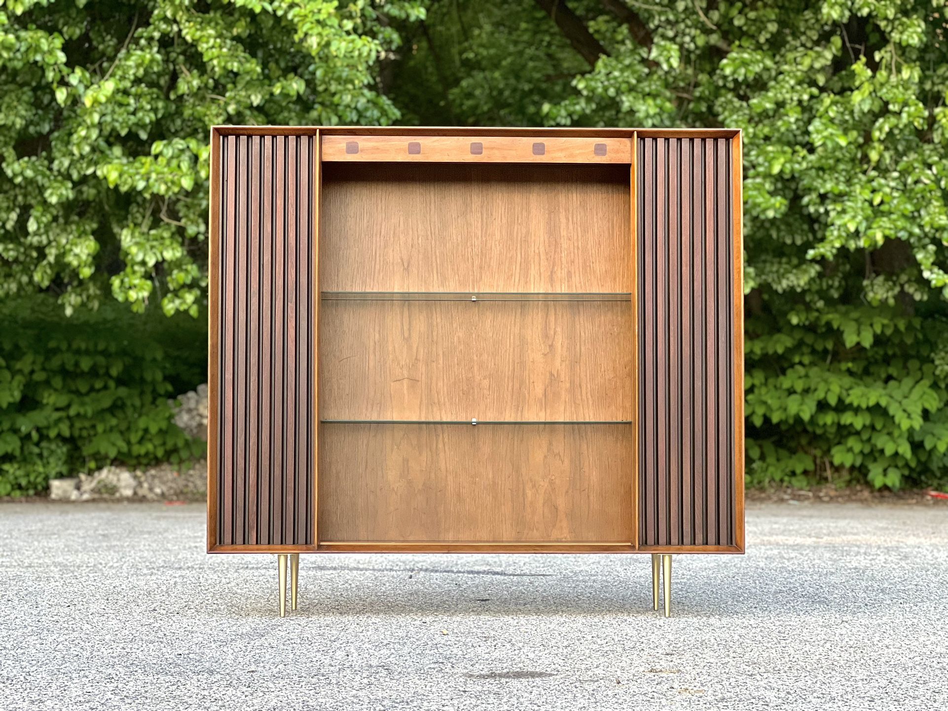 Walnut & Rosewood Mid Century Display Cabinet Hutch