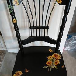 Freshly Painted Vintage Chair With Sunflowers