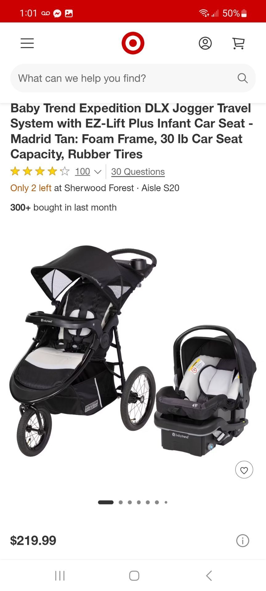 Baby trend dlx jogging travel system stroller new