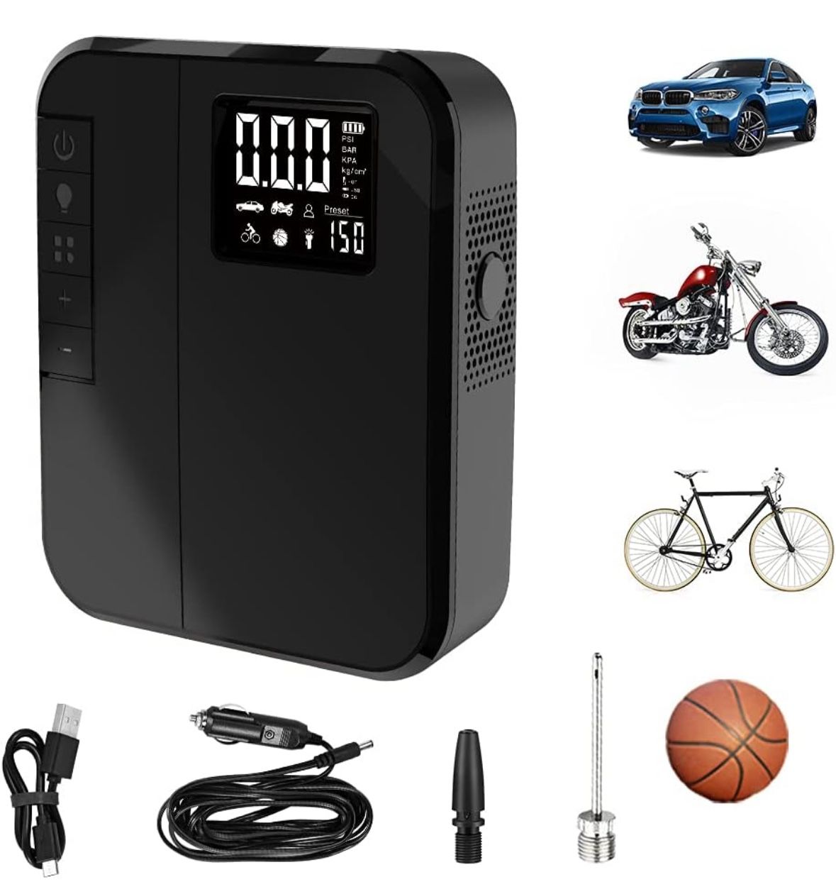 DP3 SUV Tire Inflator Portable Air Compressor for Off Roading: Fast Inflate & Deflate, Auto Stop