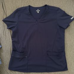 Large Women’s Navy Blue Scrub Top