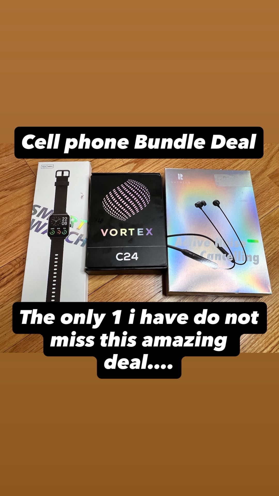 Cell Phone Bundle Deal “Alexa Smart Watch” “Vortex C24 Cell Phone” Rythflow H