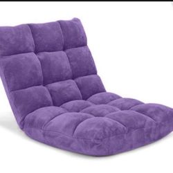 Plush and Cozy Adjustable Floor Chair with 14 Positions - Purple