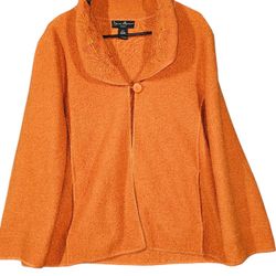 Mercer & Madison Women’s 100% Wool Orange crop Sweater Size PXL Flower Stitch 
