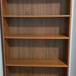 Tall Danish Modern Teak Veneer Book Shelf 