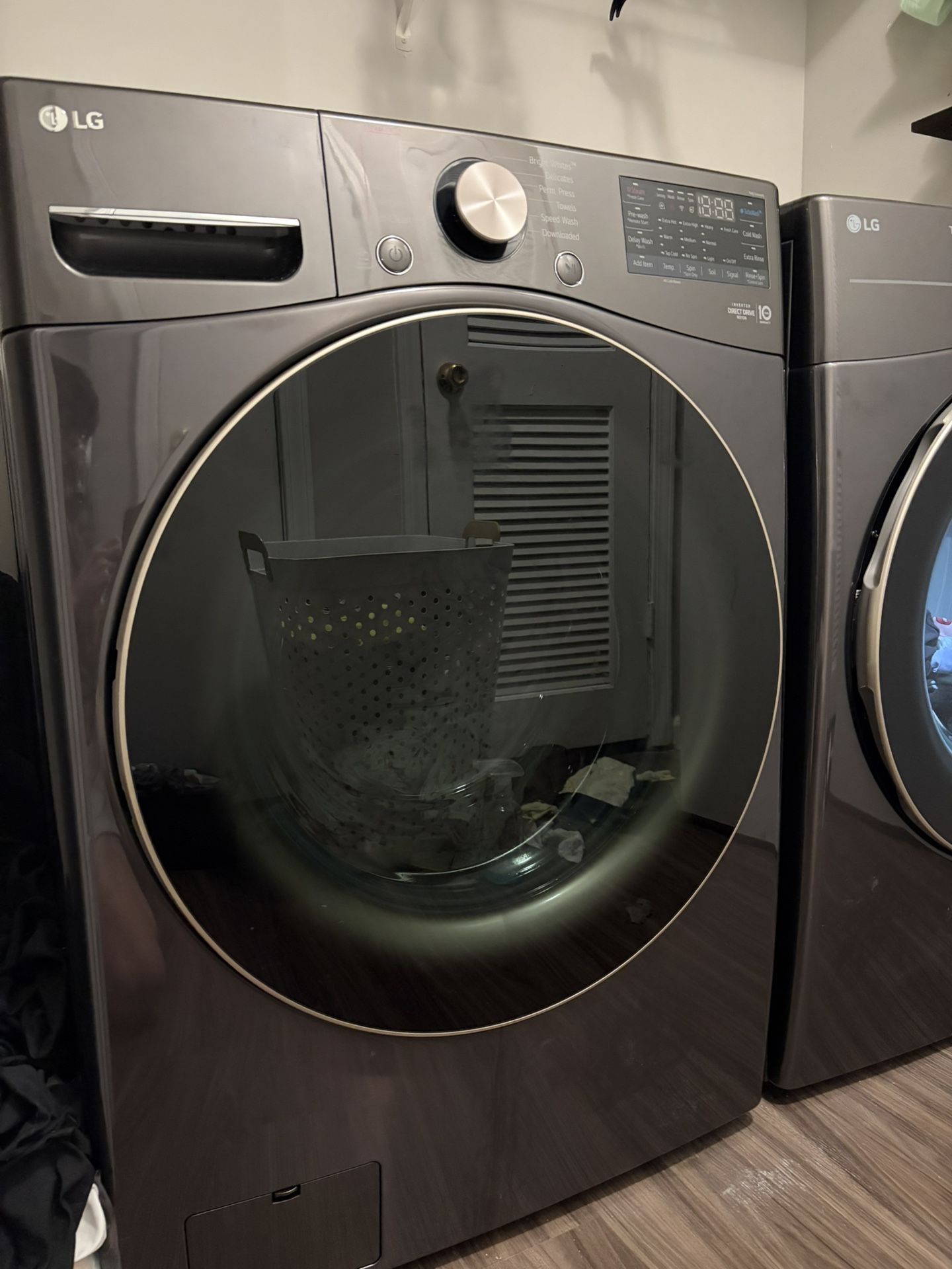 LG Smart Front Load Washer + Dryer Set – Black Steel