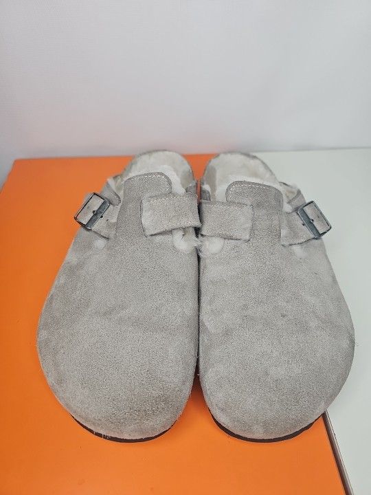 Birkenstock Women's Arizona Sandals Flat Leather Grey Size 10