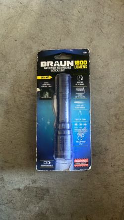 BRAUN 1800 Lumen Rechargeable Waterproof Tactical LED Flashlight