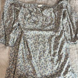 Baby Blue Flower Stretchy Dress