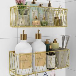 Brand New In Box Hanging Shelves In Gold 