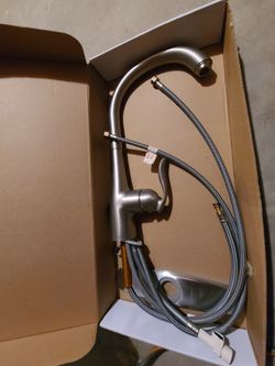 Single hole single handle kitchen faucet in brushed nickle.