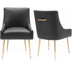 Dining Room Chair Faux Leather Vanity Chairs Set of 2