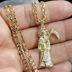 18K Gold Filled Santa Muerte Necklace 