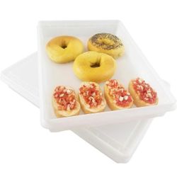 Fish Tubs/Food Storage Bins 10lb 11.5x15.5x2", Pack of 30 Shallow Containers with Lids, White