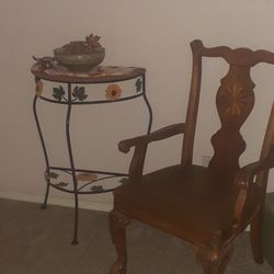 Metal Mesita Table $55/Antique Chair Silla $60