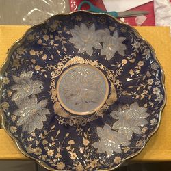 huifeng - Beautiful fruit bowl in gold-plated cobalt - Porcelain
