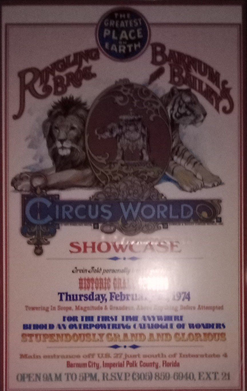 Vintage Ringling Bros. Circus World Showcase Poster 19" by 31" Opening Feb. 1974