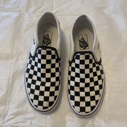 Vans Slip On Shoes, Black & White Checkerboard, Womens 8.5