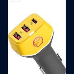 New Shell Car Charger USB C, 63W 3 Port iPhone Car Charger Fast Charging,45W PD USB C for iPhone 13 /Pro/Max/Mini, iPad Pro/Air/Mini, MacBook Air/Pro,