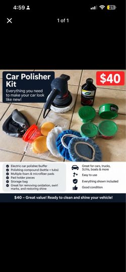 Car Polisher Buffer Kit with Pads and Compound