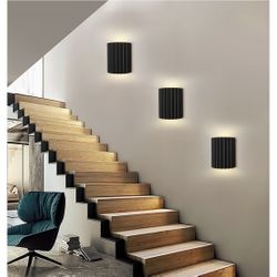 Black Resin Modern LED Wall Sconces Wall Lighting Set of 2, Indoor Hardwired Wall Mount Light Fixtures