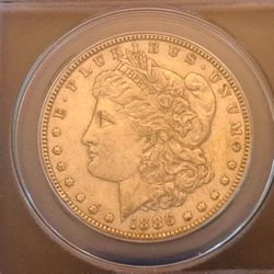 1886 Morgan Silver Dollar ANACS AU50  -  Genuine 