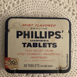 Vintage Phillips’ Milk of Magnesia Tablets Tin 35 cents - Tin Is Not Empty.