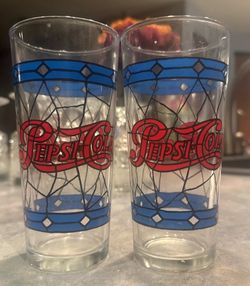 Collectible Pair of Vintage 1970 Pepsi Tumblers